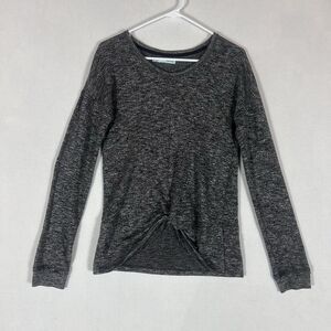 Maurices Womens Medium Front Twist Top Gray Long Sleeve Round Neck Casual L/S